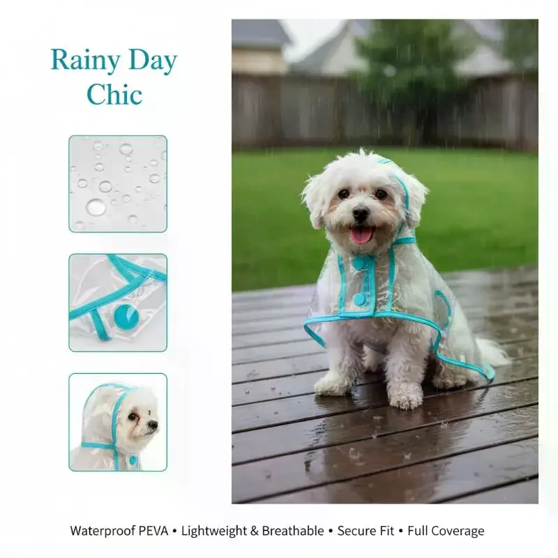 Transparent Waterproof & Windproof Pet Raincoat, Dog Clothing Costume (Available in XS to 4XL)