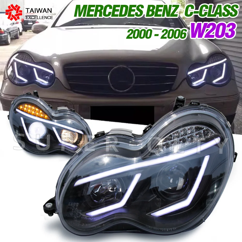 

Фары для MERCEDES-BENZ W203 G-GLASS 2000-2006 светодиодные передние фары противотуманные фары с тормозом и поворотом светодиодные фары