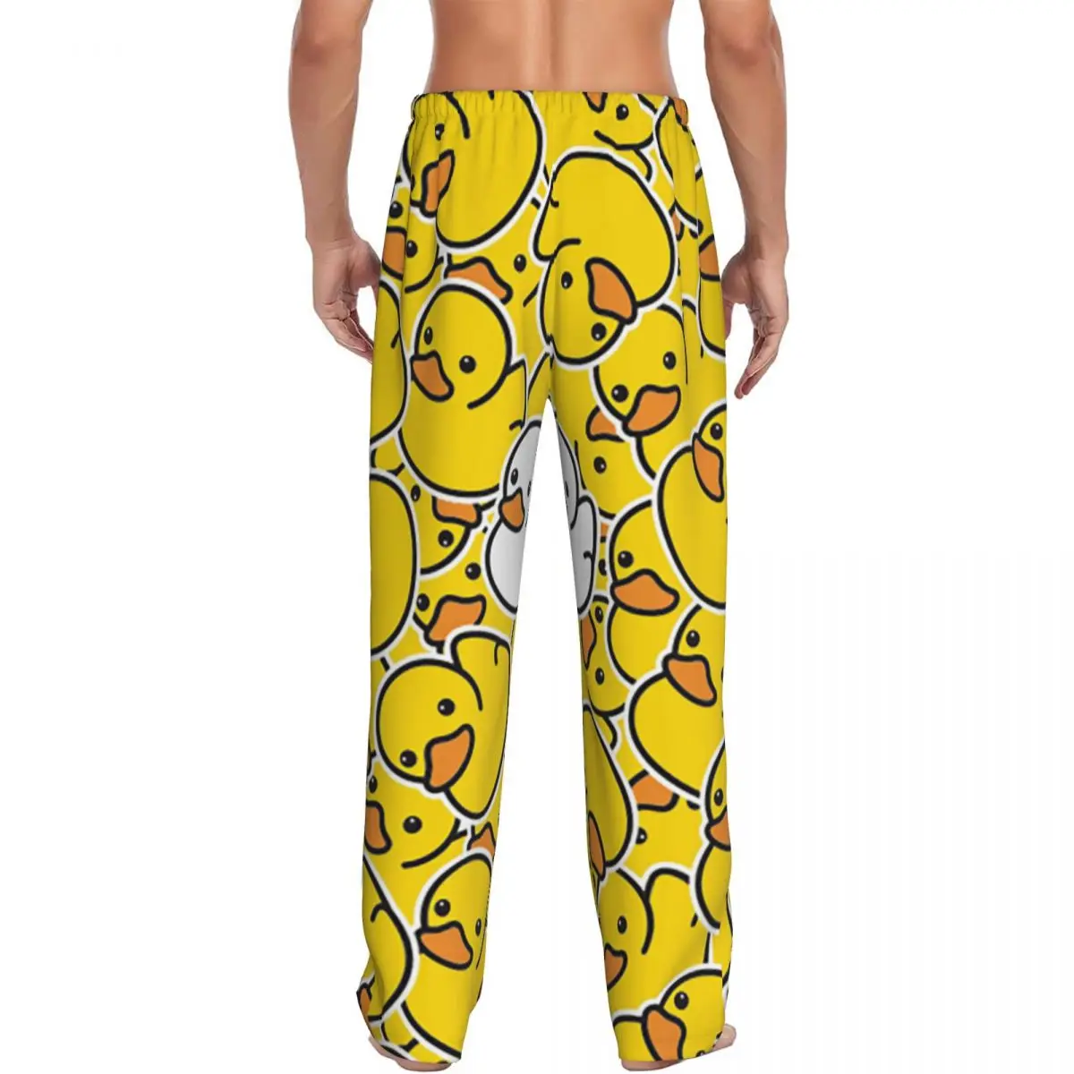 Custom Yellow Duck Pattern Pajama Pants Men Sleepwear Sleep Lounge Bottoms with Pockets