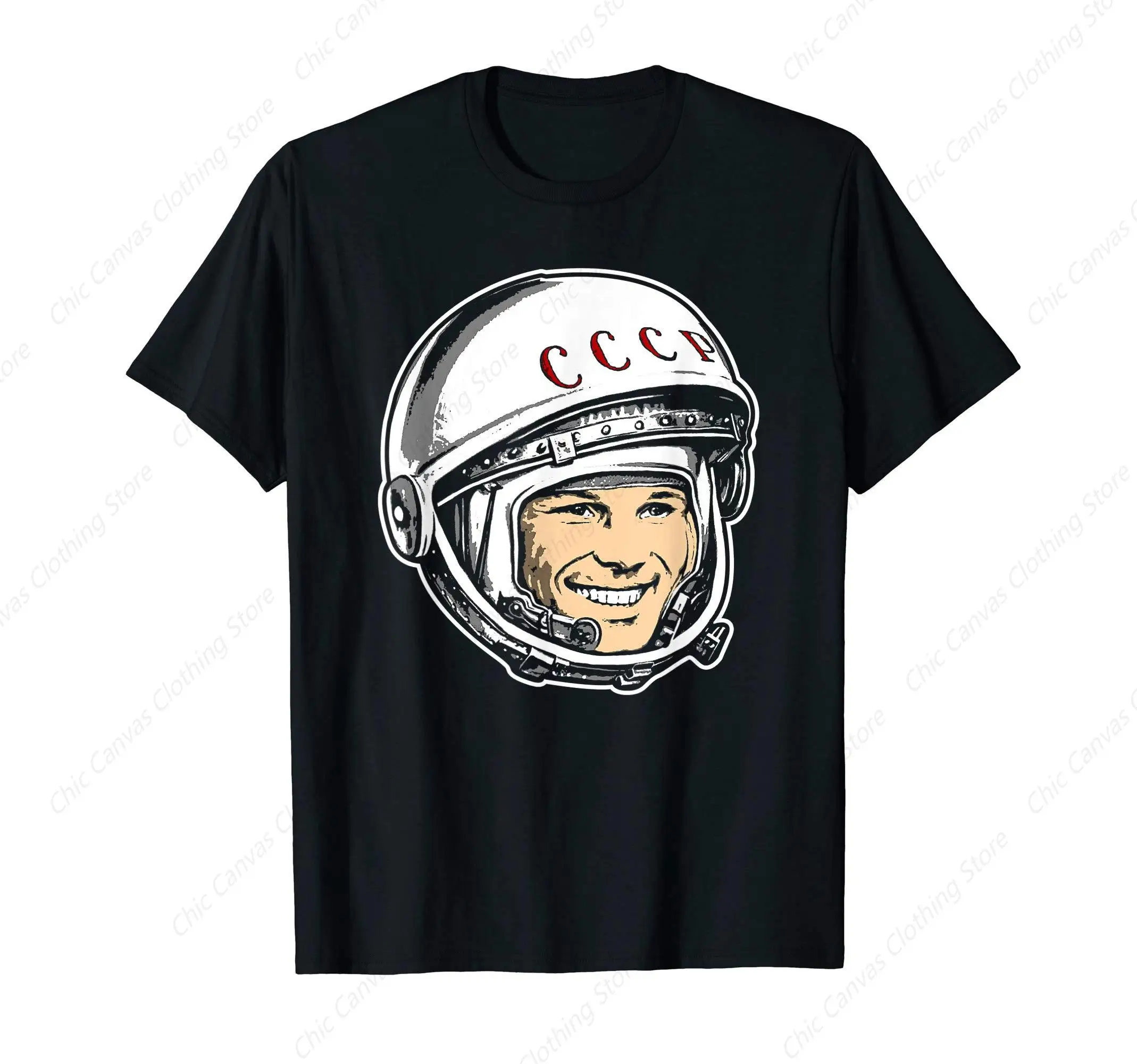 

Yuri Gagarin Astronaut Space Soviet Russia Gift T-shirt Fun Cool Printed Shirt Cotton Casual Clothes