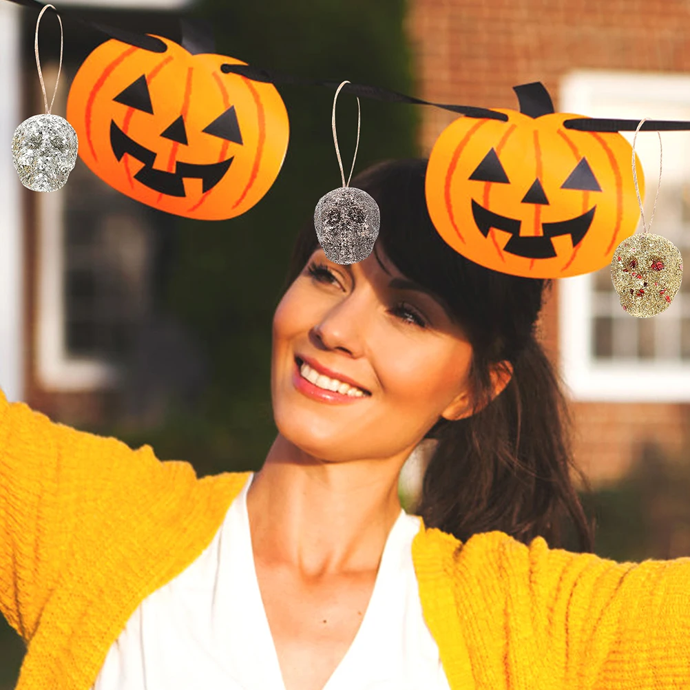 

30pcs Foam Skull Heads Halloween Decoration Mini Fake Skulls Party Hanging Wall Decor Scary Ornaments Reusable
