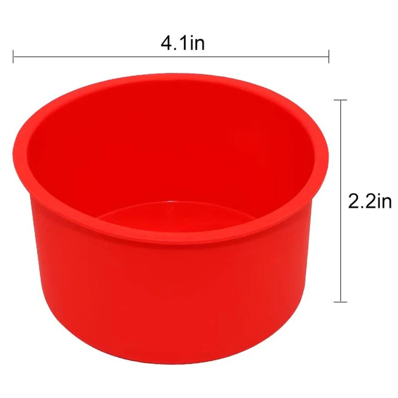 Silicone Mini Cake Molds 4 Inch Round Baking Pan Non-Stick Silicone Baking Mold Bakeware Pan Reusable Red Set of 6