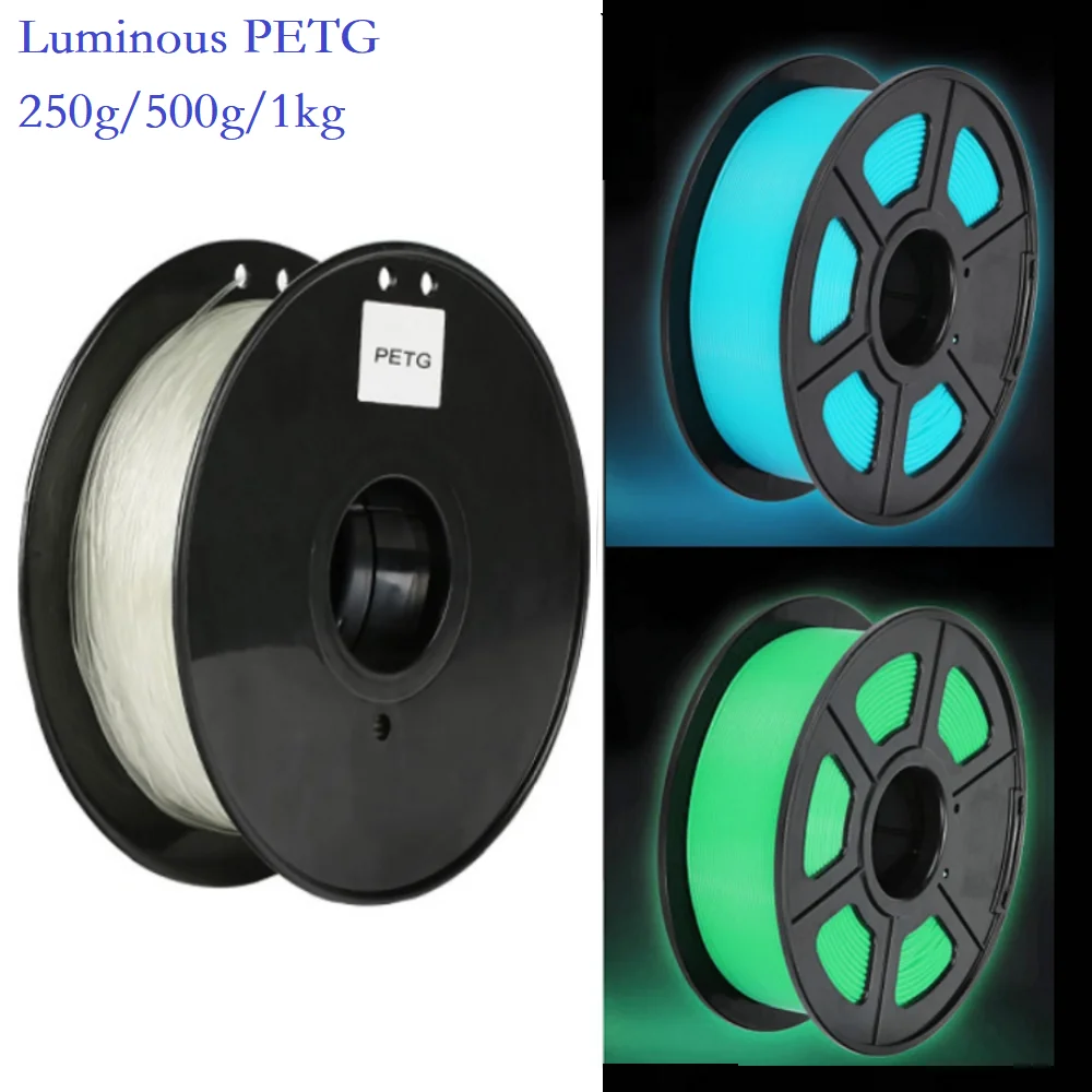 

Glow In The Dark PETG Filament 1kg/500g/250g/200g 1.75mm 3D Printer Filament Strong Toughness PETG Translucent Blue Green Yellow