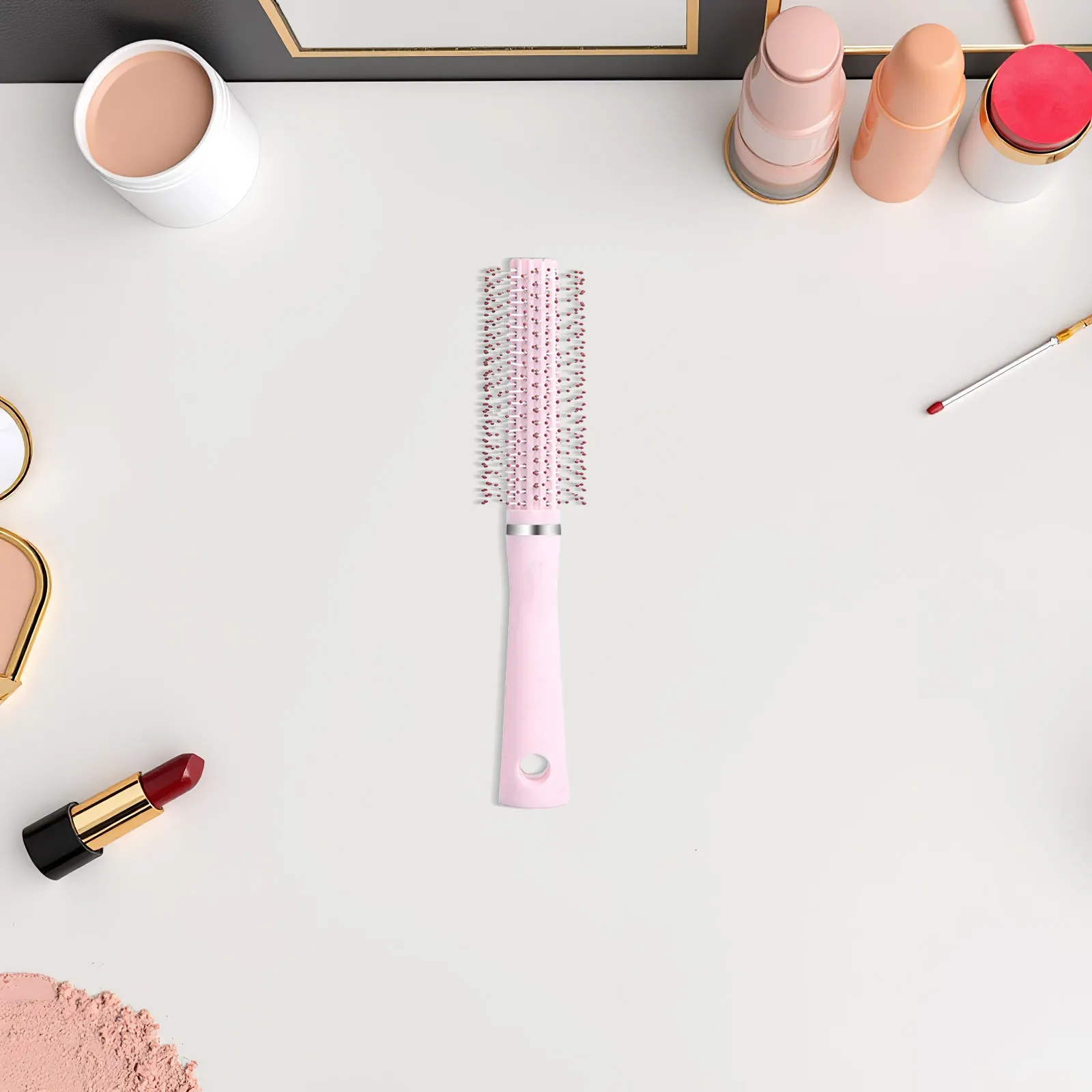 

Круглая щетка-ролик для сушки и укладки волос, розовая, дорожная, для женщин, для сушки коротких волос, распутывания и придания объема, для челки