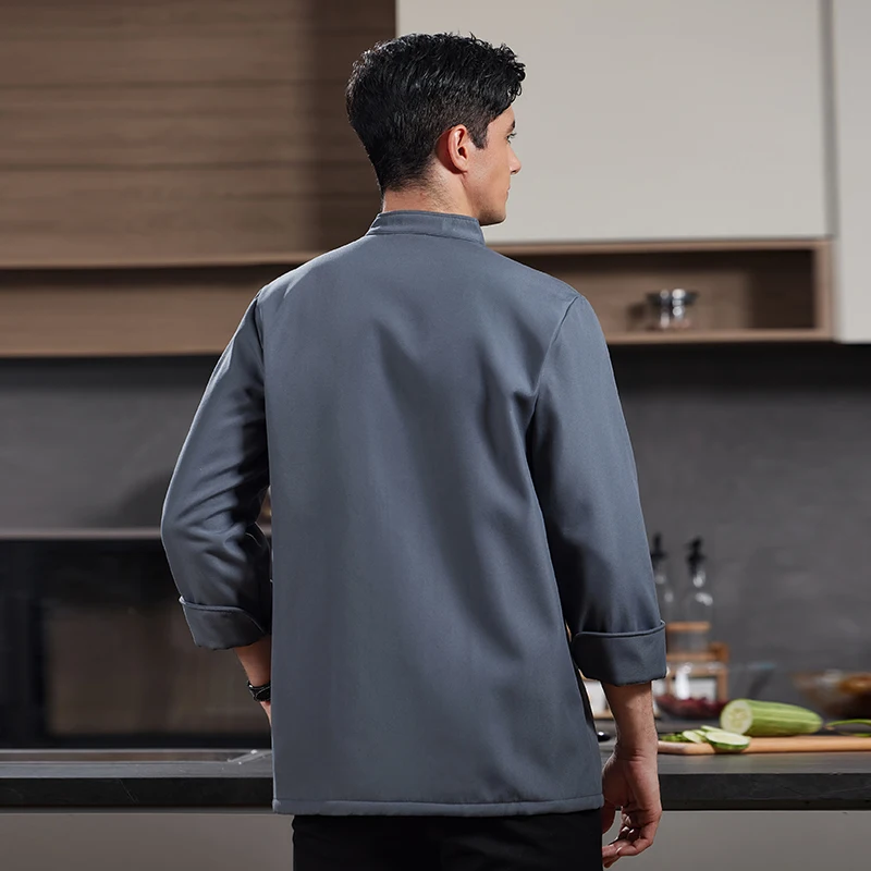 Chef Mantel Männer Einreiher Winter Dicke Samt Koch Kleidung Lange Ärmeln Arbeitskleidung Restaurant Backen Uniform Jacke Küche