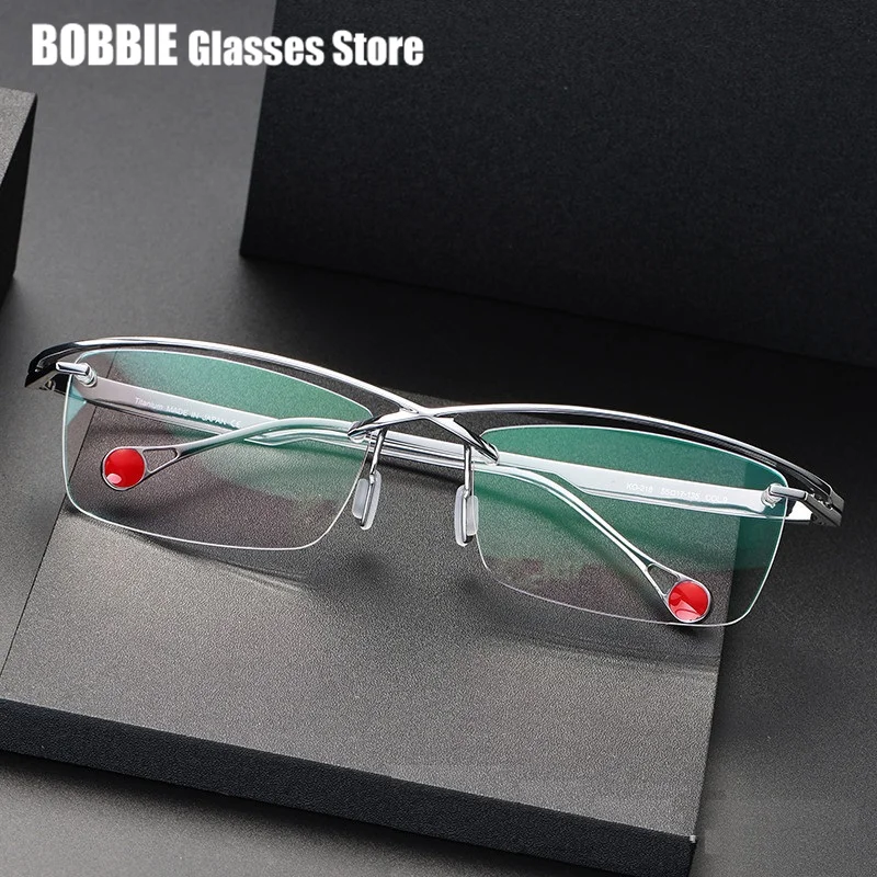 

Large Face Same Style Glasses Man Designer Business Rimless Eyebrow Frame Pure Titanium Myopia Frames Japan Brand KO-218 Fashion