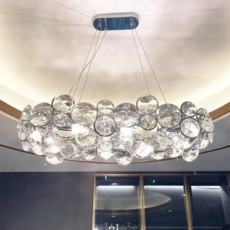 Postmodern Light Luxury Crystal Chandelier Living Room Simple Modern Atmosphere Restaurant Creative Bubble Round Bedroom Lamp