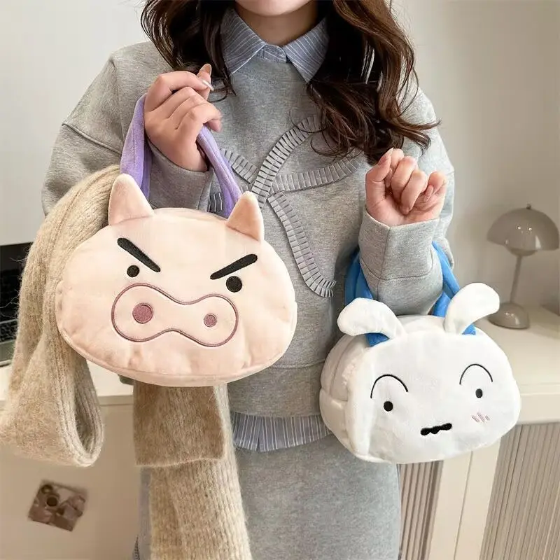 Crayon Shin-chan Plush Handbag Cute Cartoon Crossbody Bag Large Capacity Storage Bag Convenient Makeup Bag Fun Gift for Friends view 5