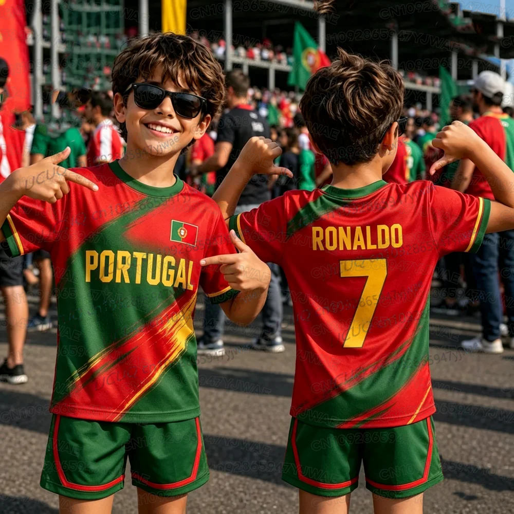 2026 Portugal Fan-Trikot und -Shorts für Damen, Herren und Kinder, 2-teiliges Set, Spezial-Nr. 7 Ronaldo Fußballtrikot-Shorts-Set – Detail 8