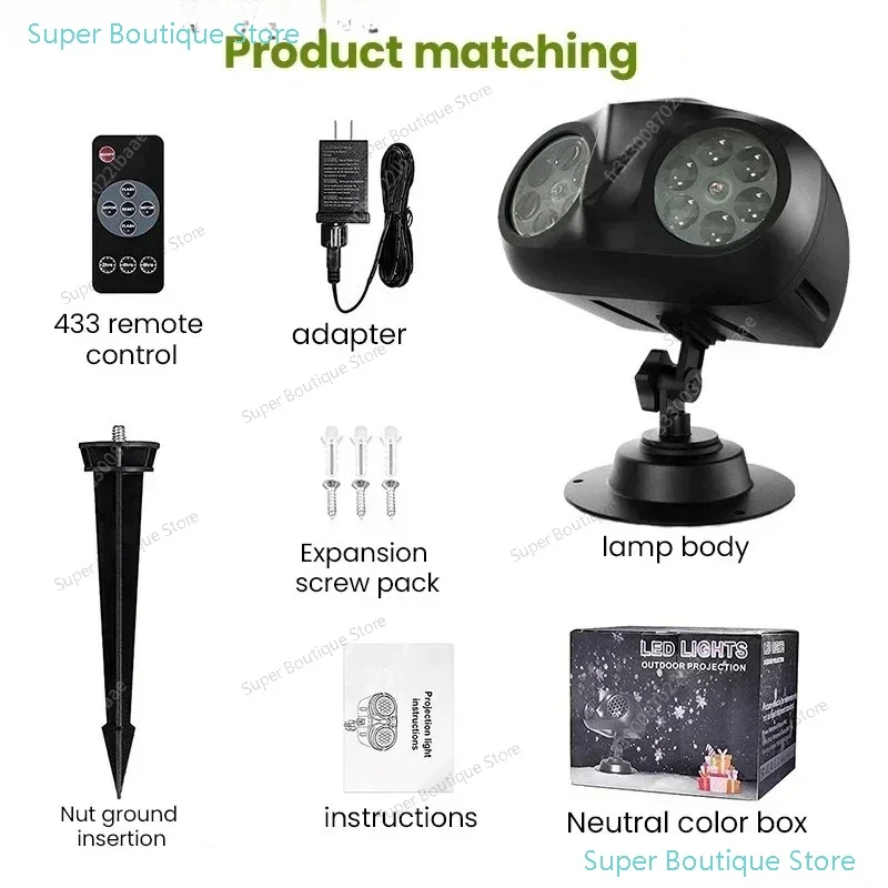 2025 جديد عيد الميلاد تساقط الثلوج أضواء جهاز عرض شكل البومة في الهواء الطلق تسليط الضوء على المشهد الديناميكي LED ندفة الثلج مصباح إسقاط #6