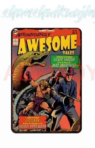 Awesome Tales Comic Book Cover 1940s All Metal Tin Sign up to 12 x 18