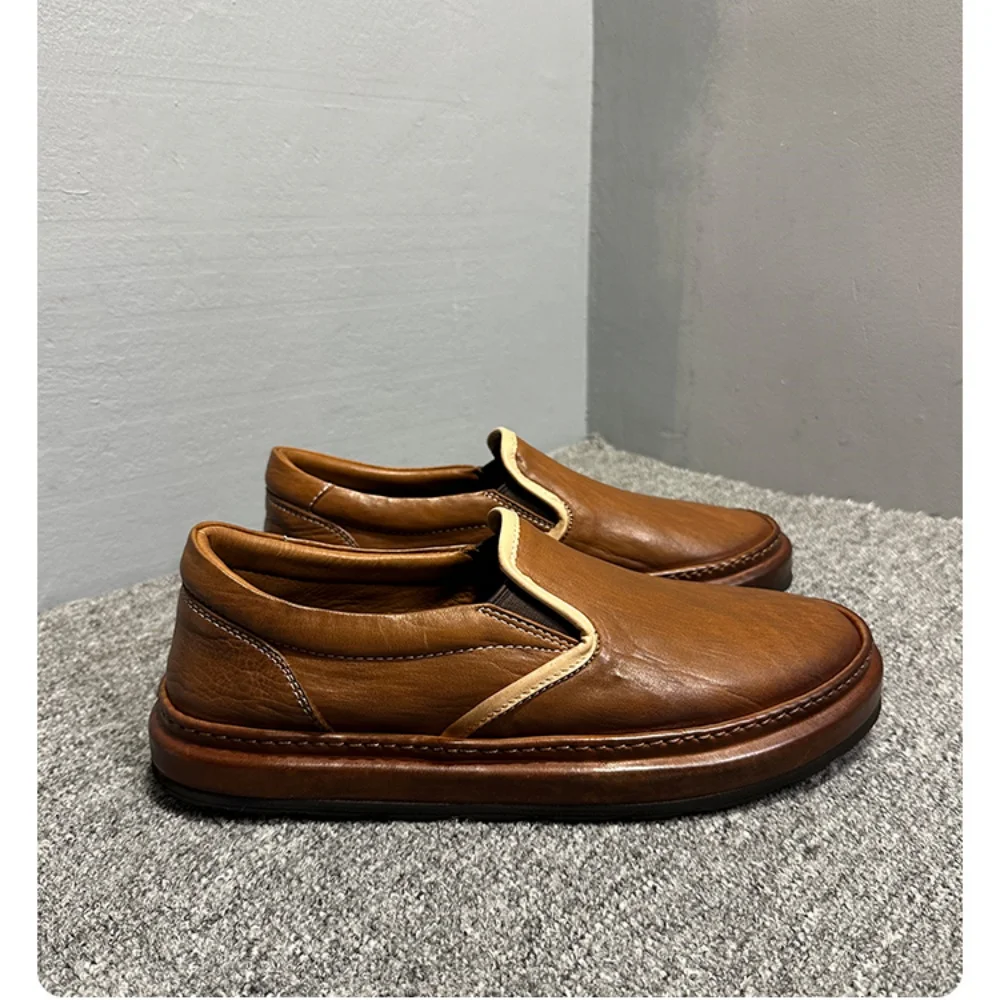 

Men's leather shoes - breathable soft-soled retro casual leather shoes, handcrafted loafers, driving shoes