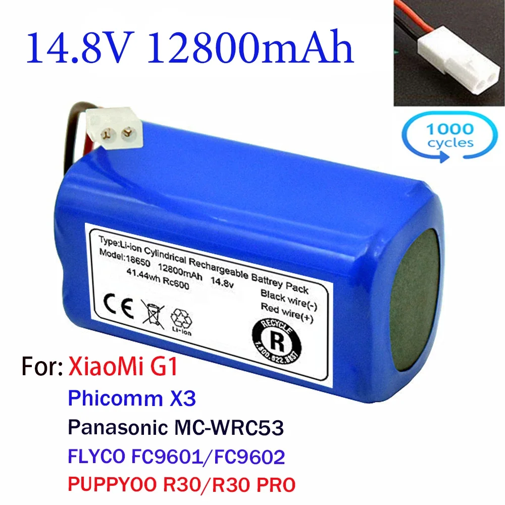 100% batería de iones de litio Original de 14,8 V y 12800mAh para Robot aspirador Xiaomi G1 MI, accesorios esenciales para Robot aspirador MJSTG1