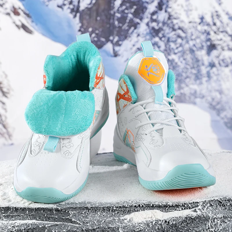 Winter Fleece Lined Basketball Shoes High Top Warm Plush Sneaker Rubber NonSlip Sole Cushion Breathable Sports Shoes Size 3545