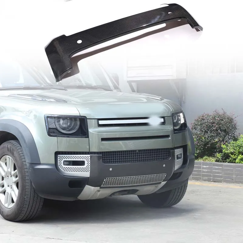 Real Carbon Fiber For Land Rover Defender 90 110 2020+ Car front bumper license plate base panel decorative sticker accessories