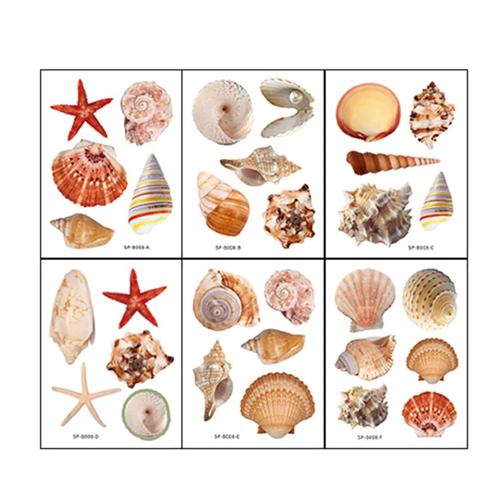 

6 Sheets Non Slip Bathtub Stickers PVC Paper Seashell Decor Kids Bathroom Accessories Shower Pool Kitchen Safety