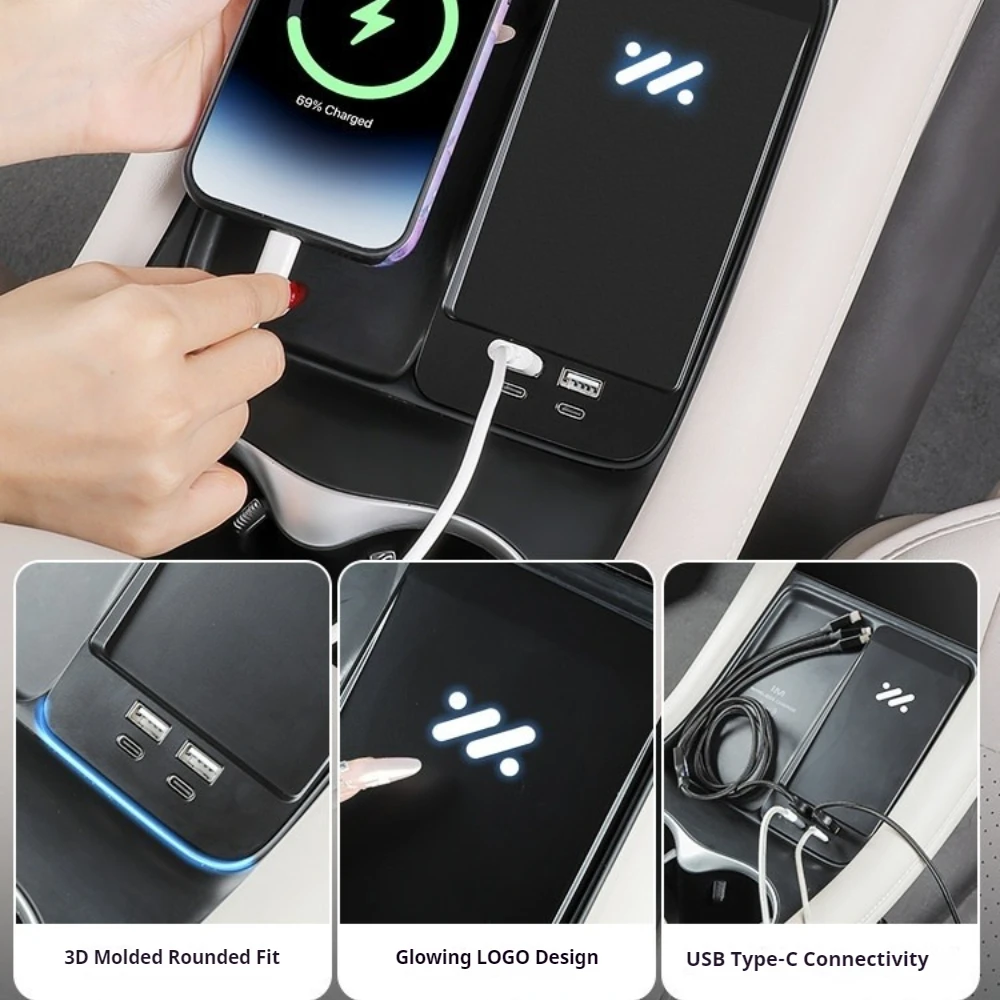 Fit For IM6 LS6 Zhiji LS6 2023-2025 Car Central Control USB Expander Glasses Case Modified Charger Cigarette Lighter Adapter