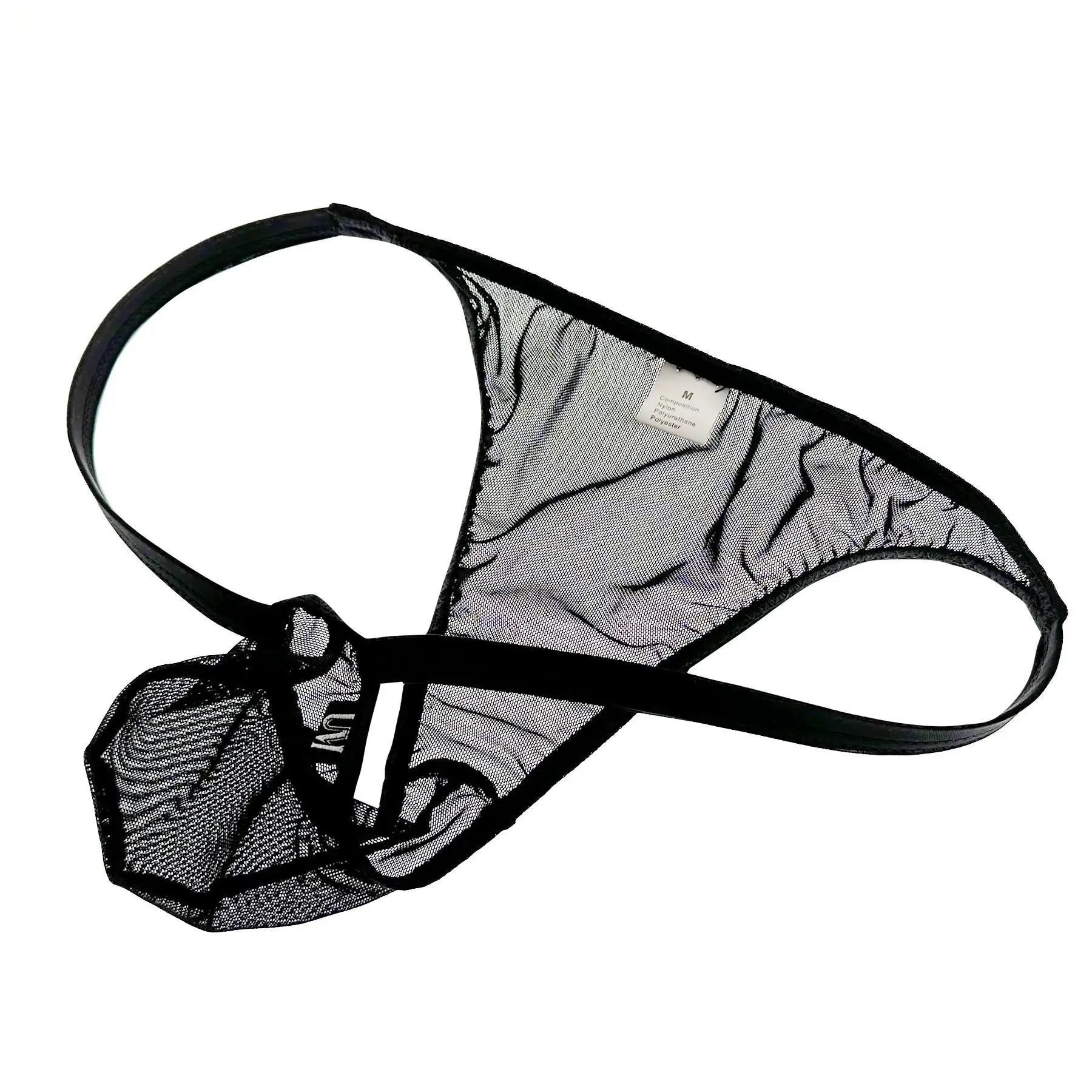 Ultra-thin Low Waist Men\'s Mesh Transparent Briefs Three-dimensional Large Bag Bag Hip Mesh Sexy Underwear