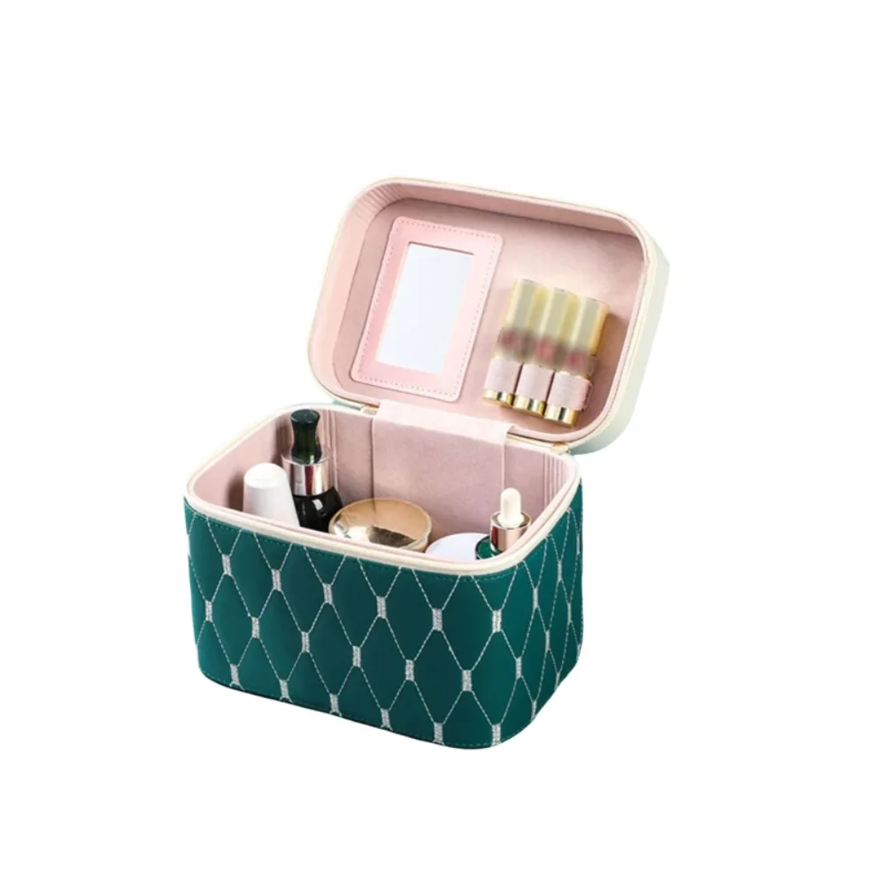 

Multi-functional PU Leather Cosmetic Bag Large Capacity Waterproof Cosmetic Storage Box Anti-crush with Mirror Makeup Bag Women