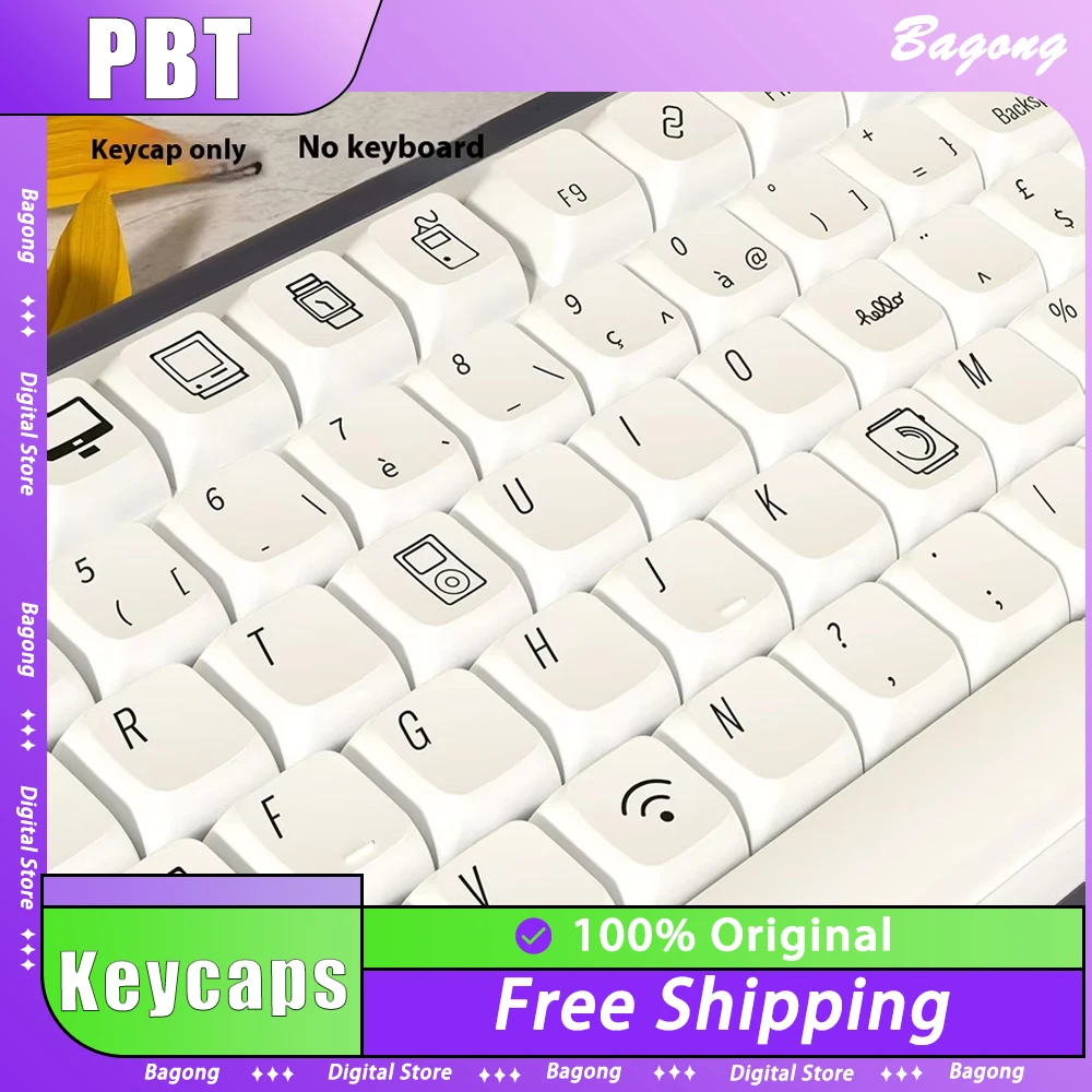 Minimalism White XDA Profile Customized Pbt Keycaps For Mechanical Keyboard ISO Korean Japanese Russian Spanish French Keycaps