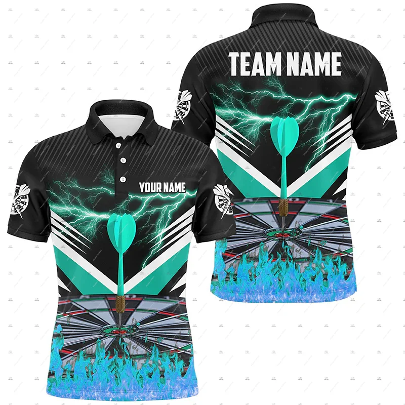 Custom Name Darts Flame Graffiti Gradient Animal Tiger Vintage Retro 3DPrint Harajuku Summer Short Sleeve Polo Jersey Shirts A5 view 6