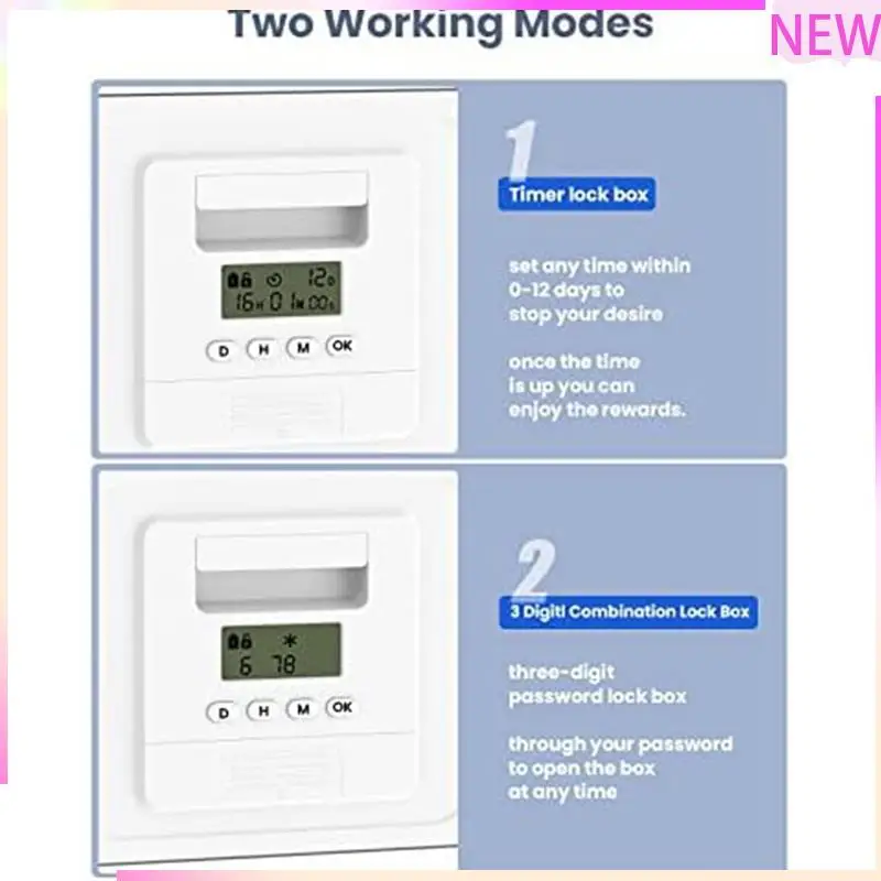 

B27B Digital Timer Lock Box Mobile Phone Lock Box With Timer Timer Lock Box 1 PCS Get Rid Of Cell Phone,Timer Pill Box
