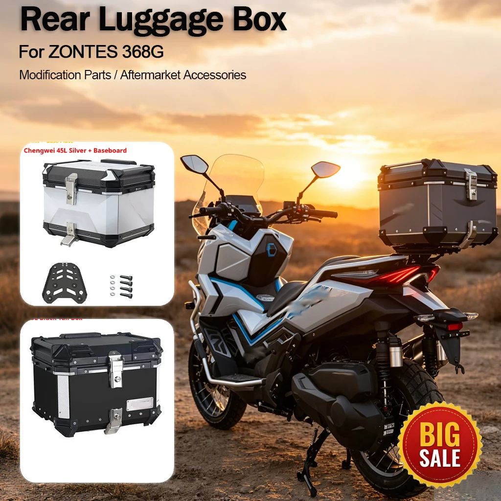 Motorcycle Modified Rear Luggage Rack Trunk Base Support Bracket Compatible with ZONTES 368G Scooter Storage Box Fitting Parts