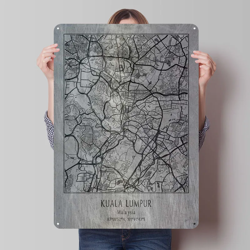 Куала-Лумпур Малайзия металлический плакат украшение спальни комната на заказ металлические жестяные вывески для настенного художественного украшения ретро предметы домашнего декора