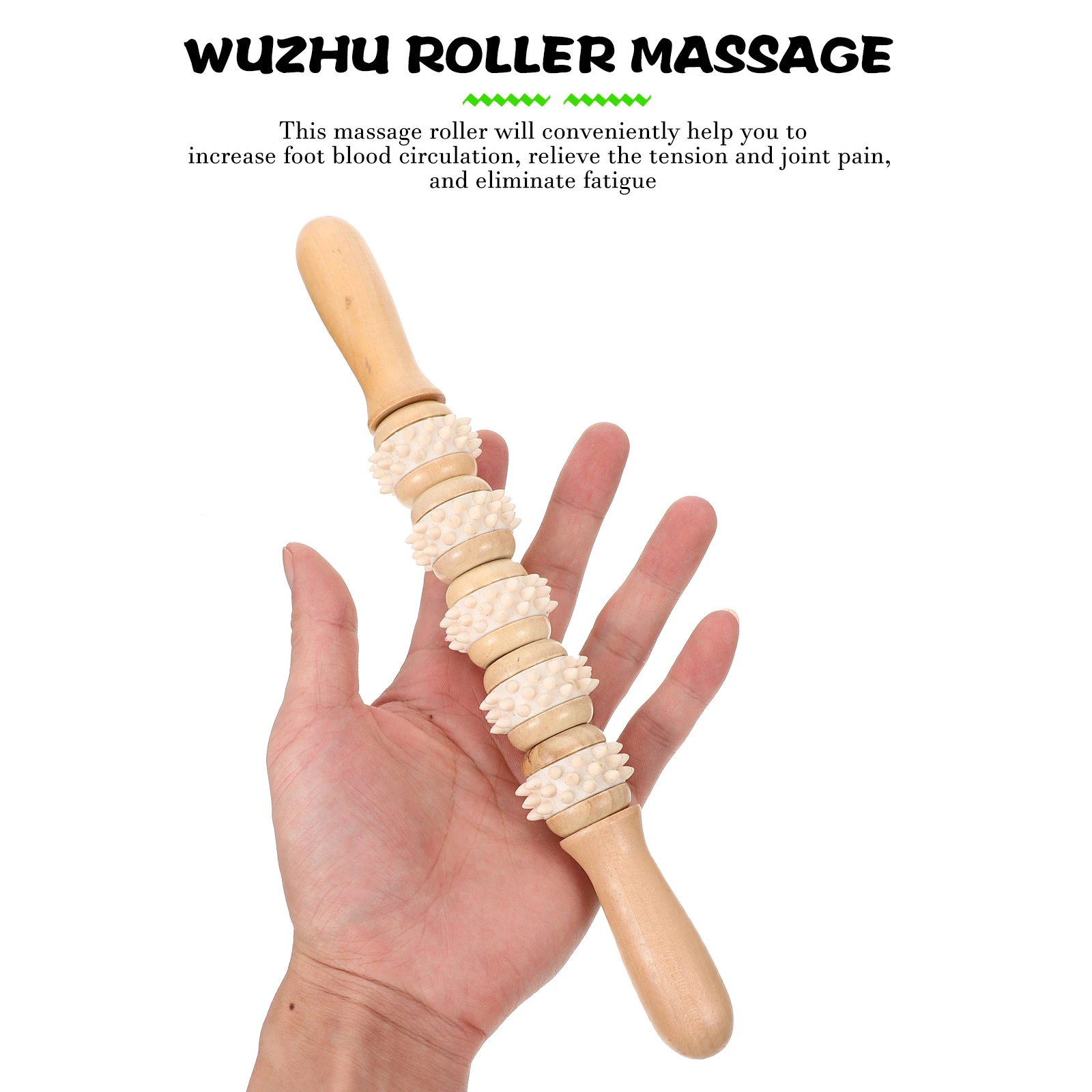 جهاز تدليك دوار خشبي لكامل الجسم، أداة تدليك نقطة الوخز، أداة دوارة محمولة لعلاج الظهر والقدم