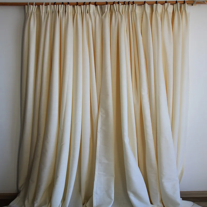 Cream White Linen Semi-blackout Curtains Solid Color Window Cortina Drapes for Bedroom Kitchen Cafe Short Blinds