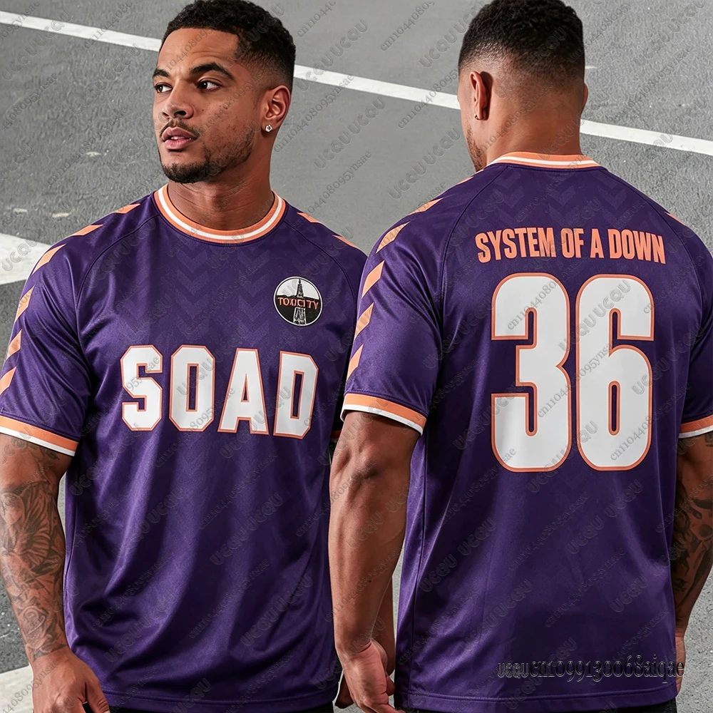 2026 SOAD System Of A Down Tour Football Jersey For Men Summer Fashion Rock Quick-dry T-shirt Casual O-neck Sports Tees Man Tops