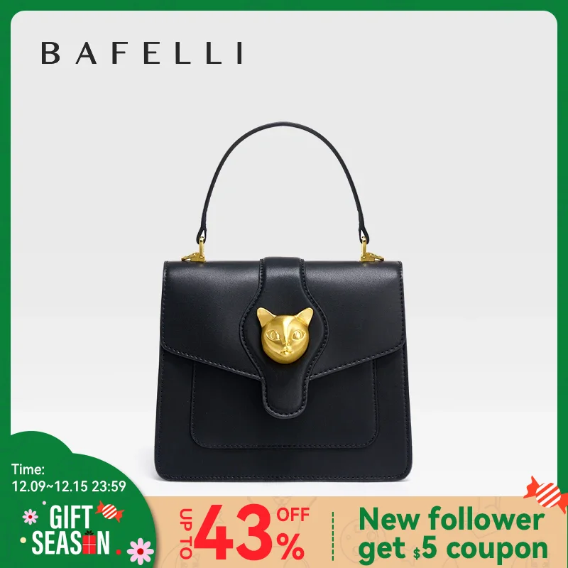 BAFELLI 2024 WOMEN\'S BUSINESS STYLISH SHOPPER BAG LADY DESIGN HANDBAGS ORIGINAL BRAND PURSE SHOULDER CROSSBODY  NEW CAT LEATHER