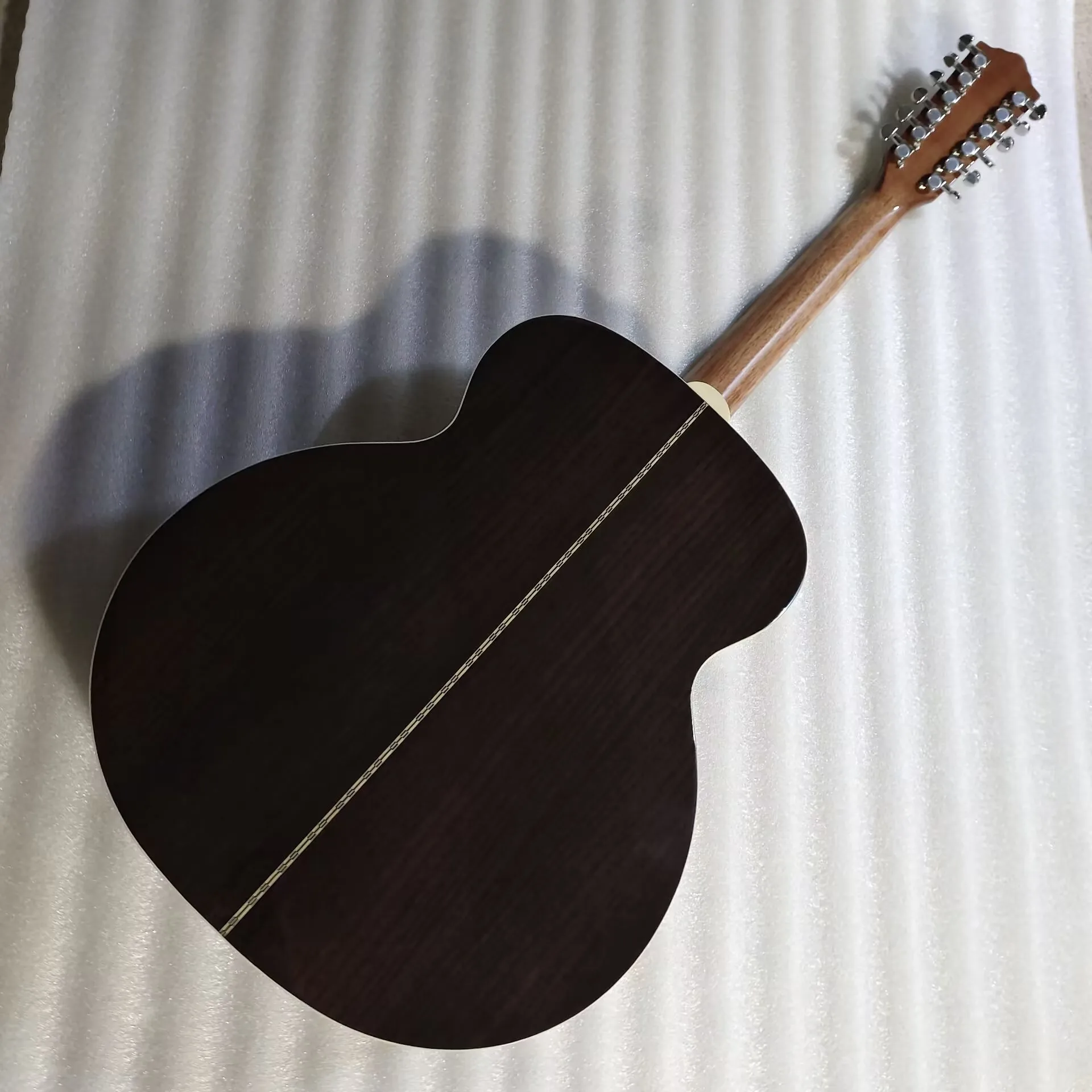 solid cedar wood Electric Acoustic Guitar, Ebony F512, Jumbo Size, 12 Strings, Monochrome Style, 12 Strings, Free Shipping