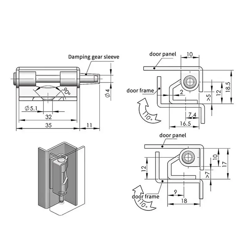 Abnehmbares Verdecktes Eisenscharnier für Elektroschranktüren, Industrielle Verteilerkästen, Automatisierungsgeräte, Transport – Detail 8