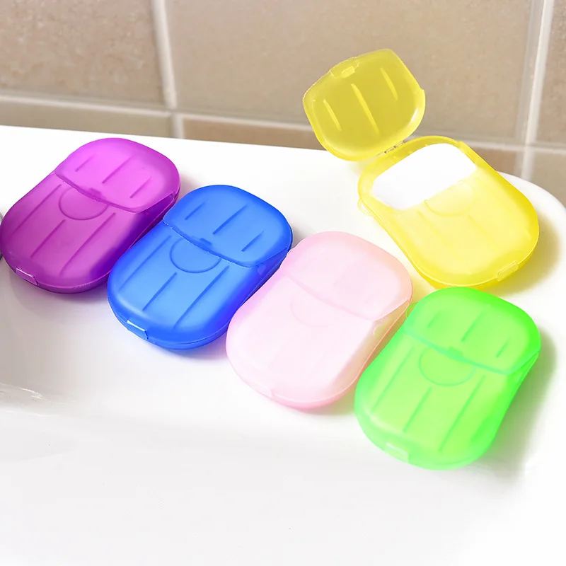 20pcs/box Disposable Soap Tablet Box Paper Portable Hand Washing Tablet Mini Soap Sheet Refill Bathroom Soap Travel Мыло