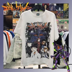 Anime Evangelion T-shirt Cotton Summer Short-sleeved Tops Men Cartoon Casual Retro Relaxed Street Y2k Outdoor Clothing Tops Gift