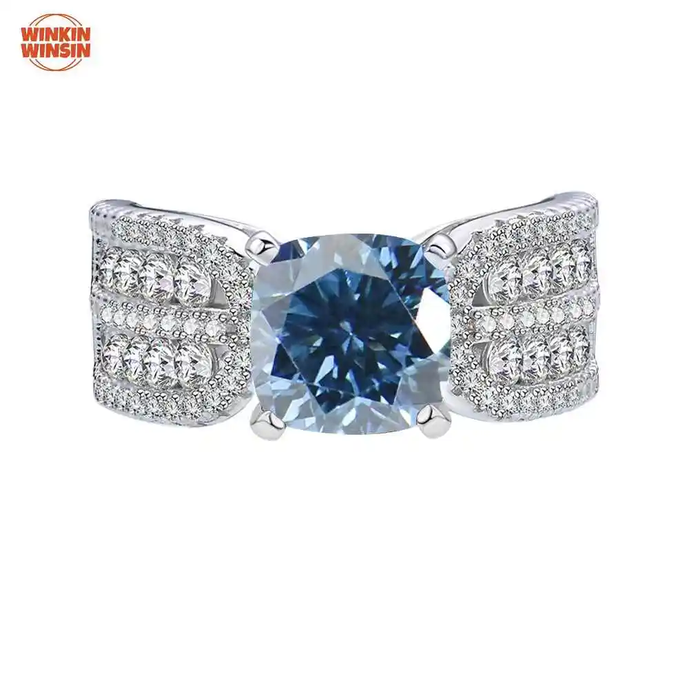 

Winkin Winsin S925 Sterling Silver Square Pagoda Moissanite Ring Women's Silver Jewelry