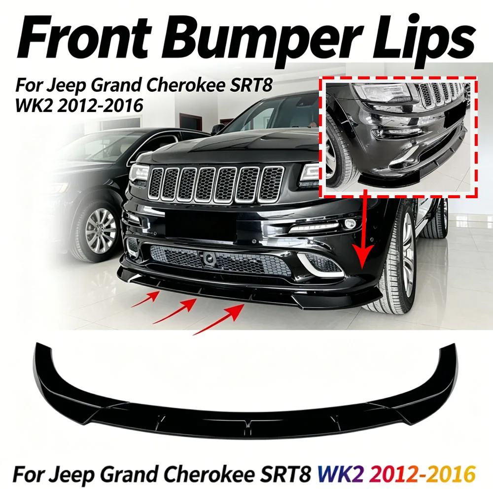 Labio de parachoques delantero para Jeep Grand Cherokee SRT8 WK2 2012-2016, faldón inferior, divisor, difusor, accesorios de tuning para automóvil