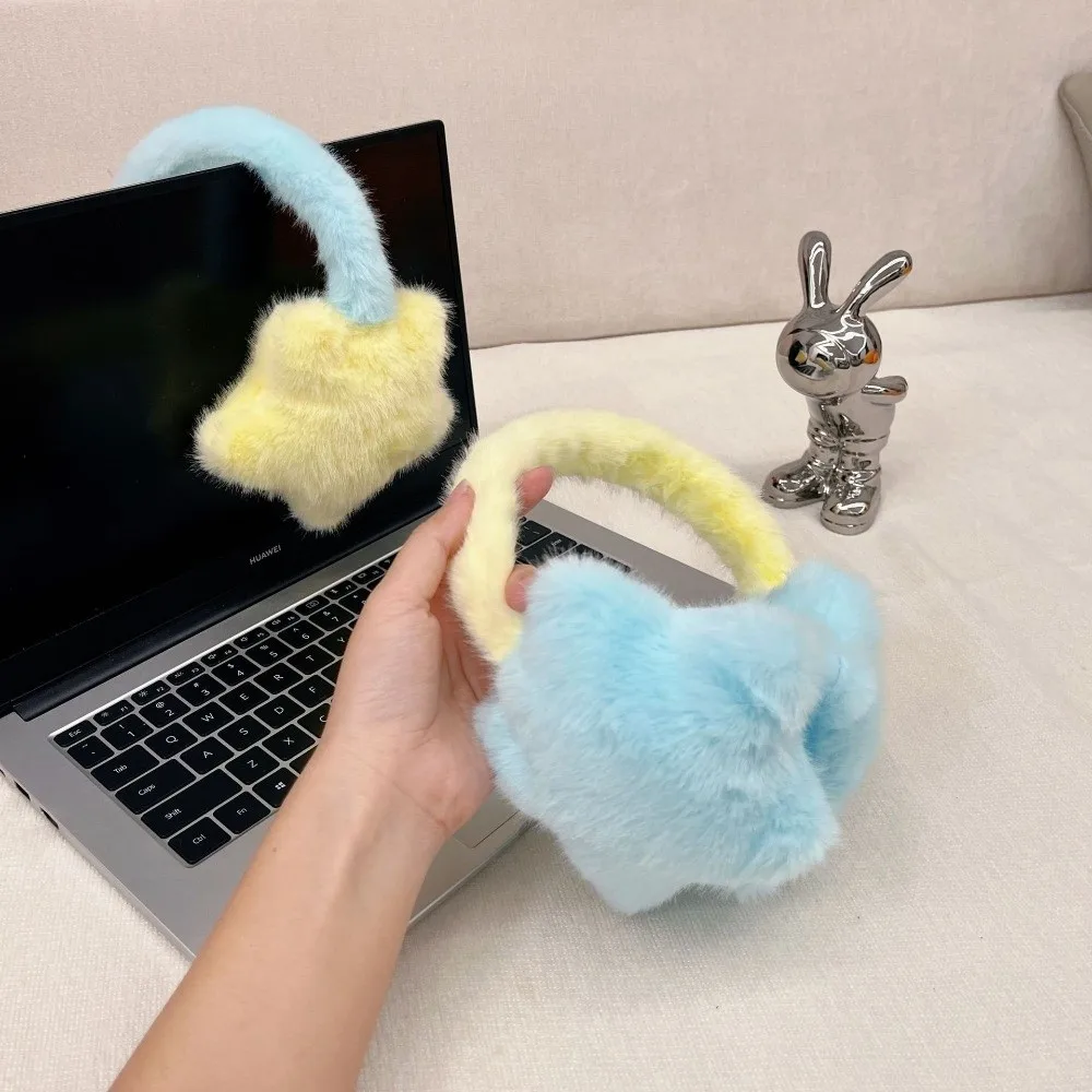 스타일리시한 별무늬 귀마개 따뜻한 대비색 푹신한 귀덮개 겨울 여성용 귀마개 추운 날씨용