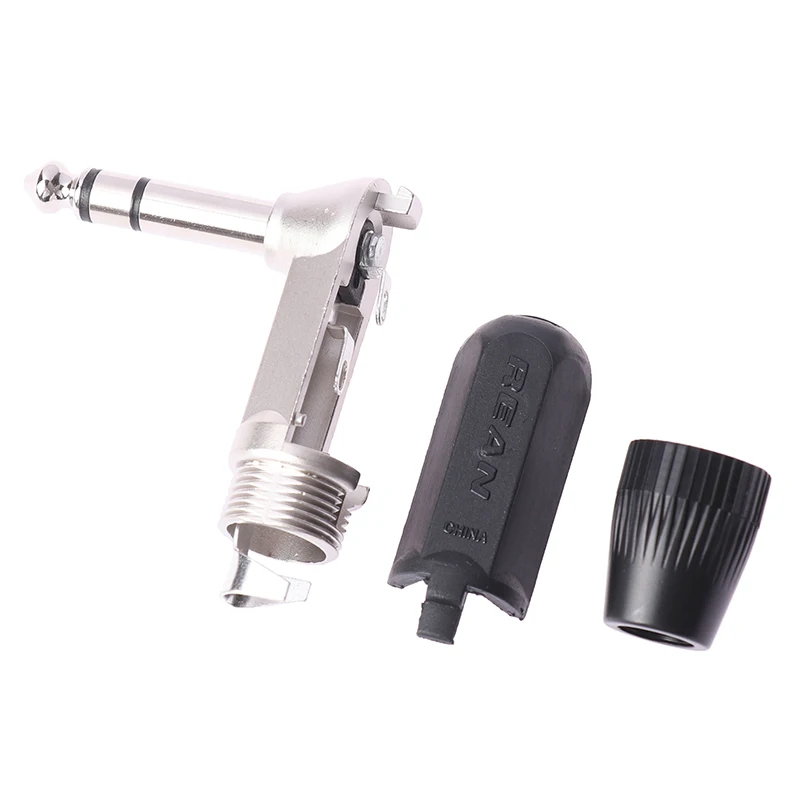 6.35mm Jack TS TRS 90 ° L-shaped Right Angle Plug Stereo / Mono 2 3 Pole 6.5 1/4 Microphone Guitar Audio NYS207/208