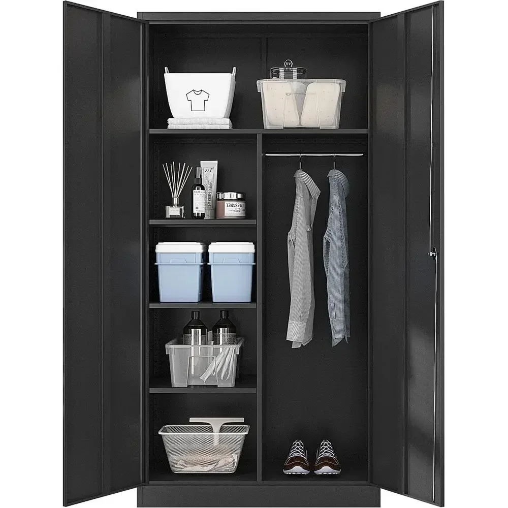 

Metal Armoire Wardrobe Closet Cabinet or Hanging Clothes with Lock Do, -72" Steel Lockable Wardrobe Storage Locker Clothes Organ