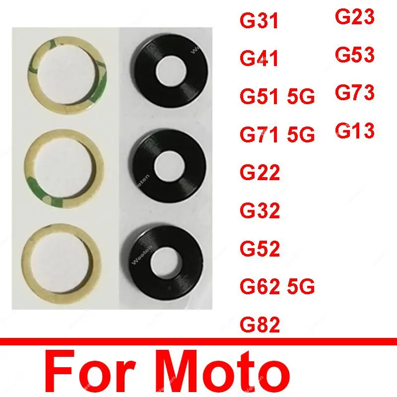 1 Set Rear Camera Lens Glass For Motorola G31 G41 G51 G71 G22 G32 G52 G62 G82 G23 G53 G73 G13 5G Lens with Adhesive Sticker