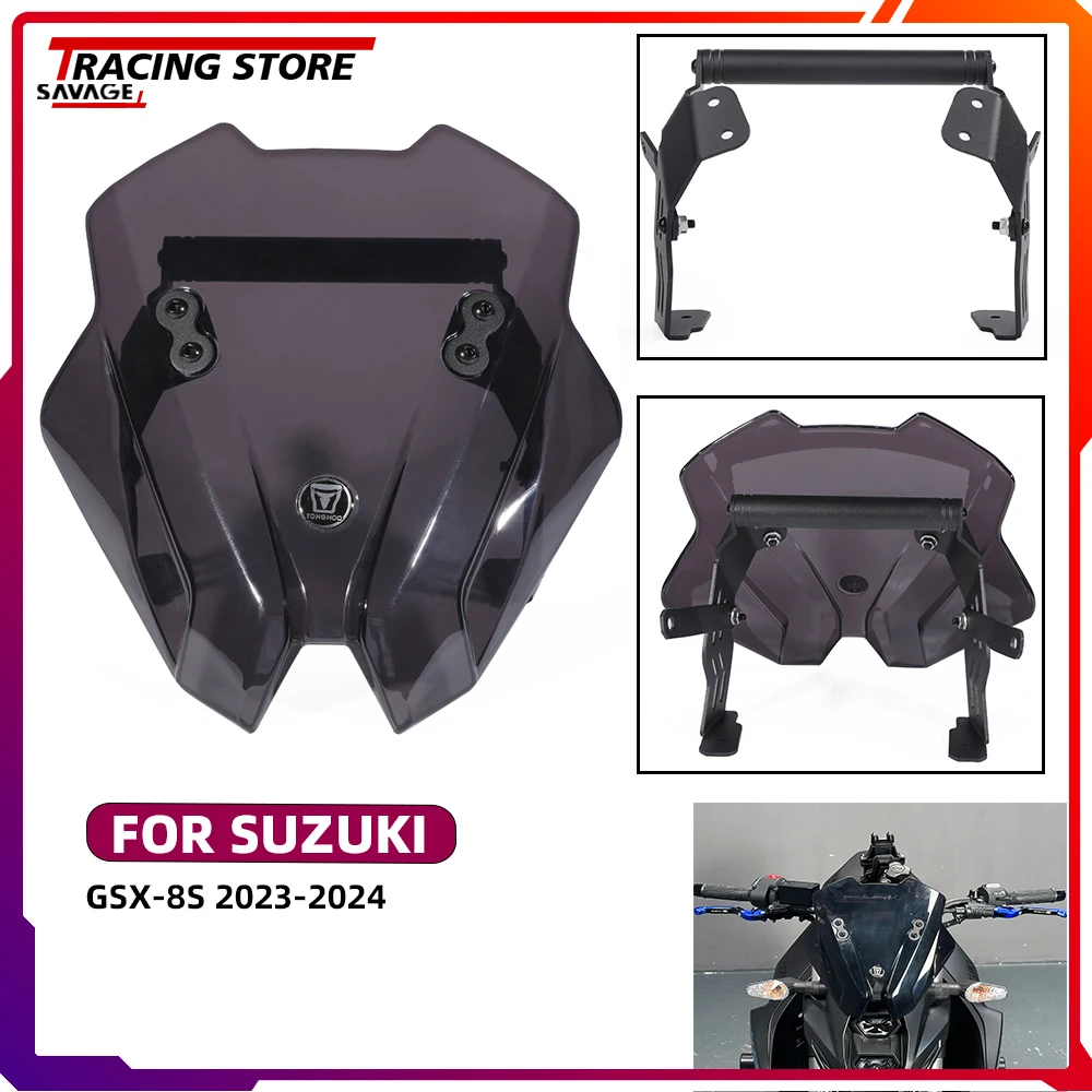 

2024 GSX8S Windshield WindScreen Screen With Mobile Phone GPS Sat Navigation Mounting Extension Bracket For Suzuki GSX-8S GSX 8S