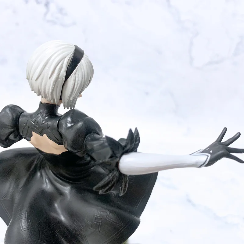 24 سنتيمتر Nier: Automata 2b الموقف القتالي تحصيل بولي كلوريد الفينيل الشكل الميكانيكية Lifeform تمثال سطح المكتب الديكور للاعبين أنيمي نموذج #3