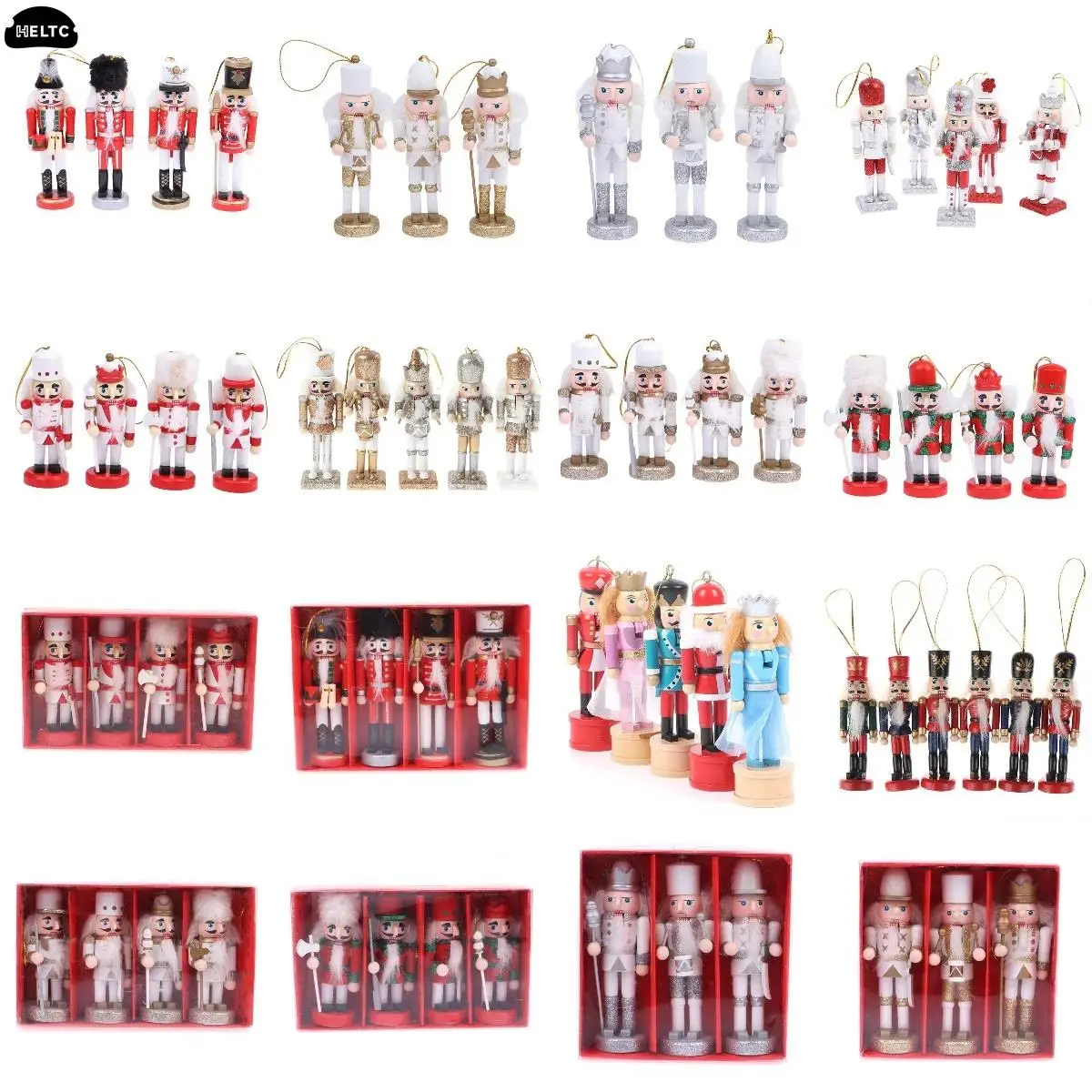 1/3/4pcs Wood Made Nutcracker Puppet Ornaments Desktop Decoration Cartoons Walnuts Soldiers Band Dolls Nutcracker Miniatures