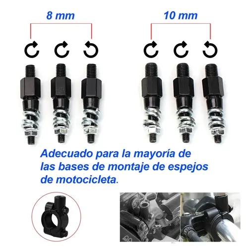 Imagen 2 del producto Luces LED de giro, espejos laterales con indicador de señal de giro LED, espejo retrovisor de motocicleta de 8/10mm para Honda Suzuki Yamaha Ducati