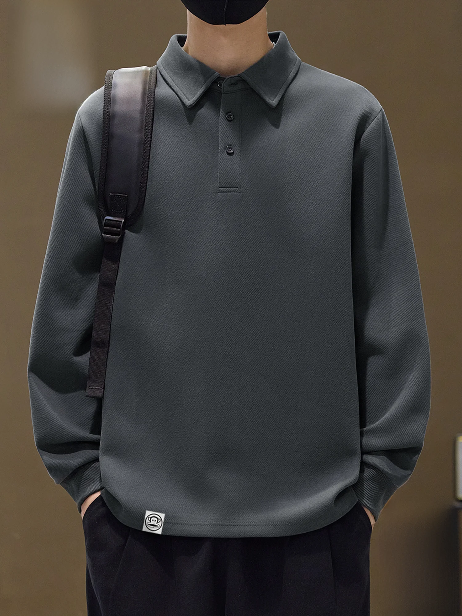 

PaulFrank Long Sve Hoodie Casual Loose Fit Men's Autumn Wear Comfortable Pure Color Collared Sweatirt Versatile Top