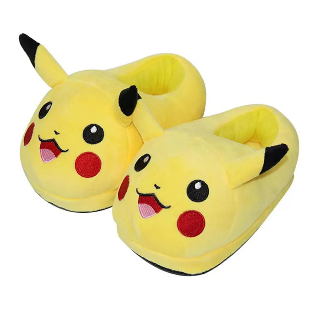 Pokemon Kawaii Pikachu รองเท้าแตะผ้าฝ้ายในร่ม Anti-SLIP ฤดูหนาว WARM Full Wrap Charm รองเท้าแตะคู่แฟชั่น House รองเท้า