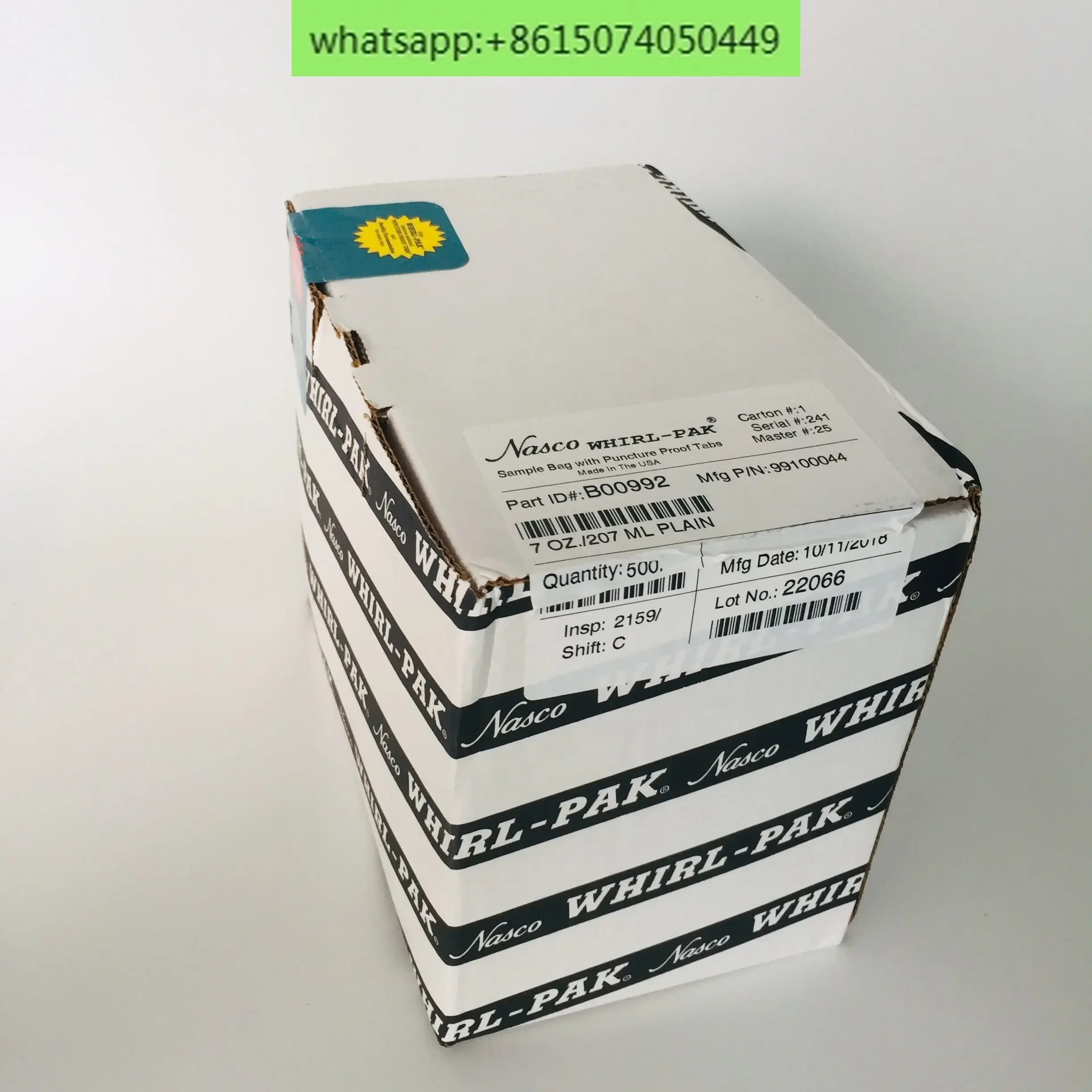 Nasco 207ml Disposable Sterile Sampling Bag B01489 Writable B00992WA Transparent Whirl-Pak