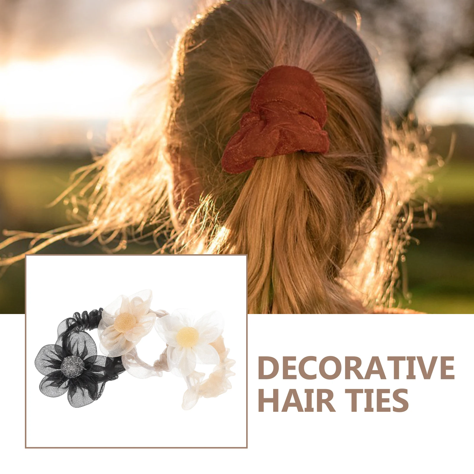 

9 Pcs Flower Hair Accessories Head Rope Women Charms Tail Ties Decorative for Womens Headgear